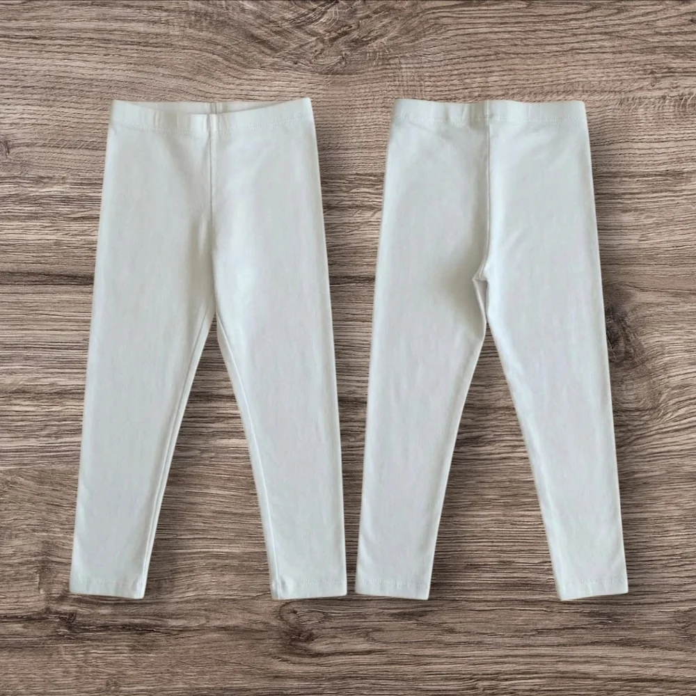 NWOT Children's Place Girls White Cotton Long Leggings Size M (7/8) 2 Pairs